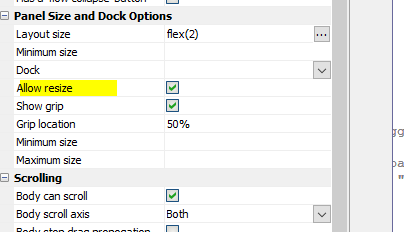 Enable “Allow resize” in Panel Size and Dock Options